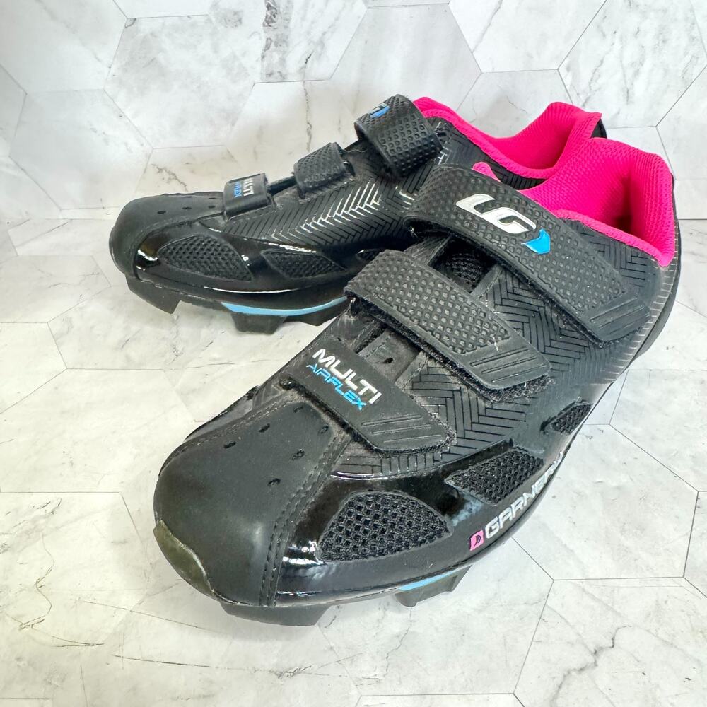 Garneau Multi Air Flex Cleats Womens 8.5 EU 39 Black Pink HRS-80 Cycling Shoes